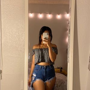 Off the shoulder crop top.
